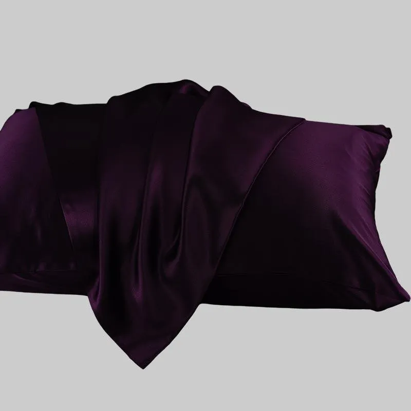 100% mulberry silk pillowcase 19 momme - Dark Purple - Dropshipping