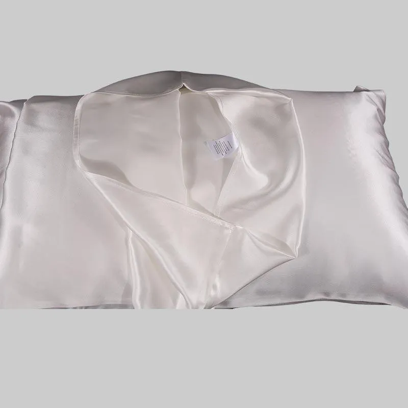 100% mulberry silk pillowcase 19 momme - White - Dropshipping