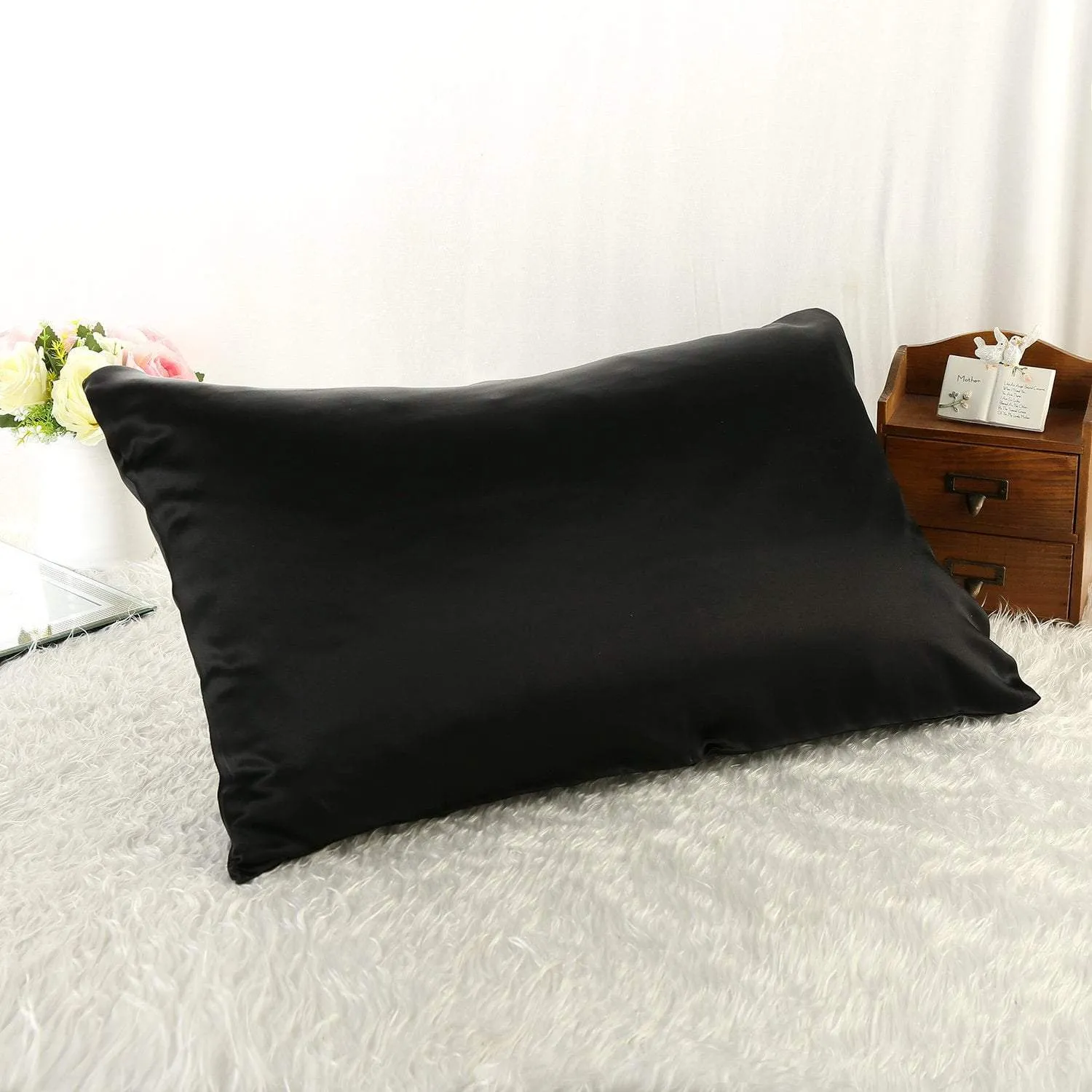 100% Silk Pillowcase Black Color PC03