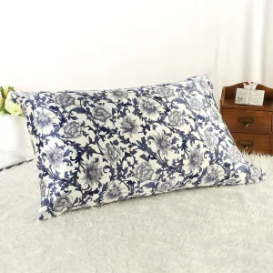 100% Silk Pillowcase Blue and White PC04