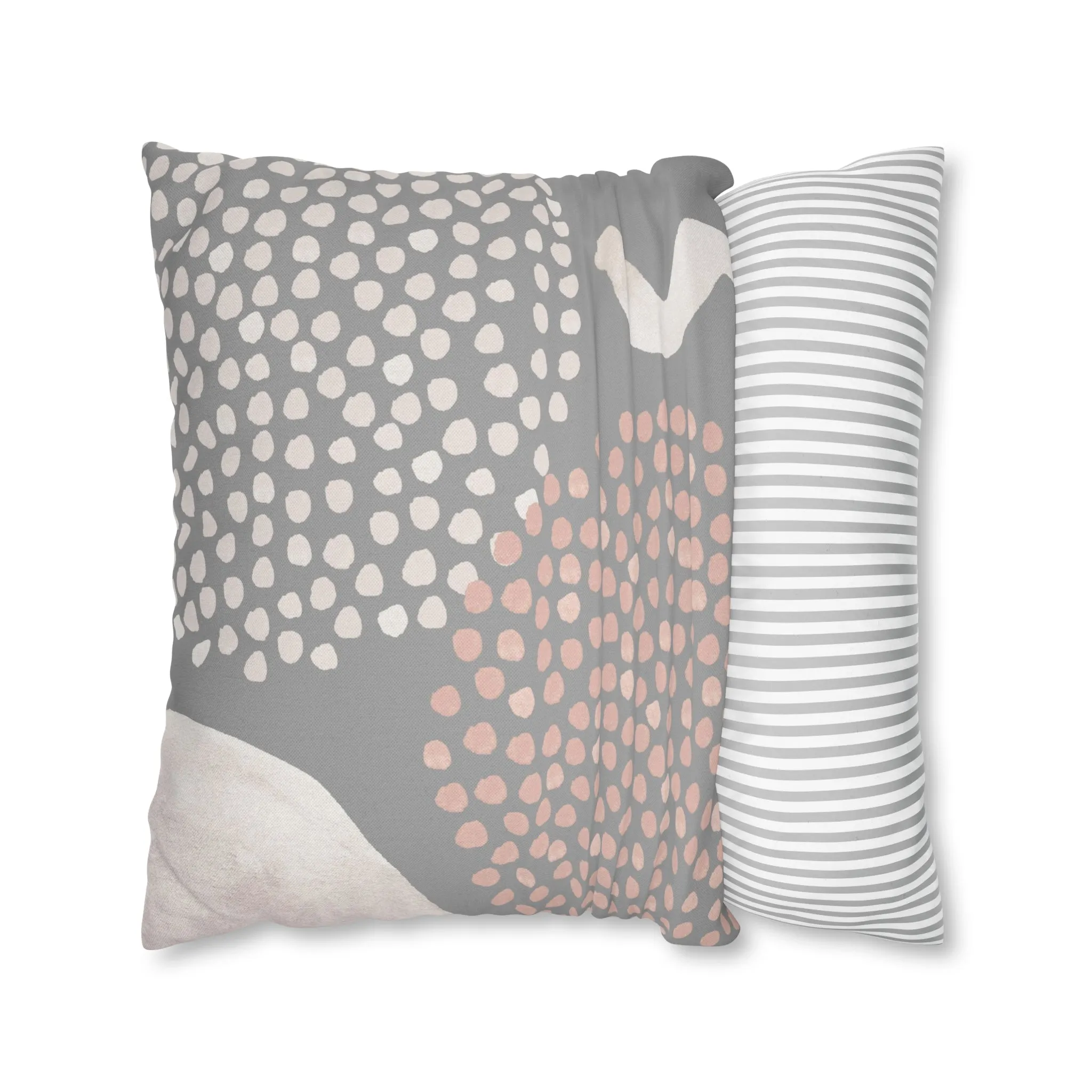 Abstract Boho Pillow Cover | Gray Blush Pink, Ivory