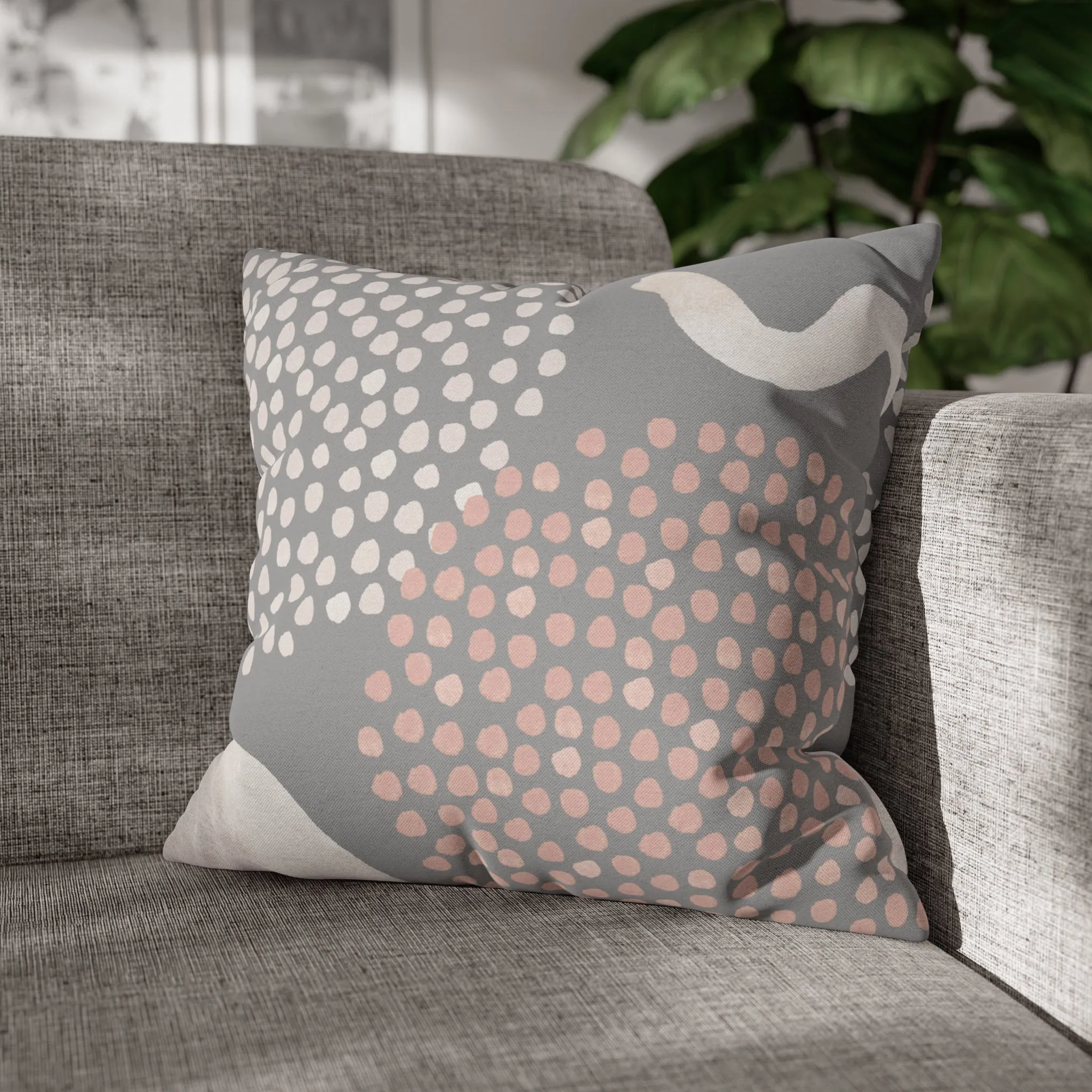 Abstract Boho Pillow Cover | Gray Blush Pink, Ivory