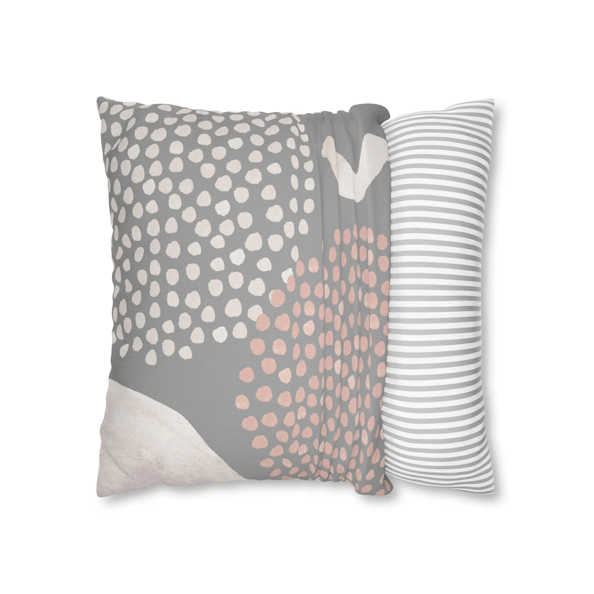 Abstract Boho Pillow Cover | Gray Blush Pink, Ivory