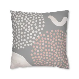 Abstract Boho Pillow Cover | Gray Blush Pink, Ivory