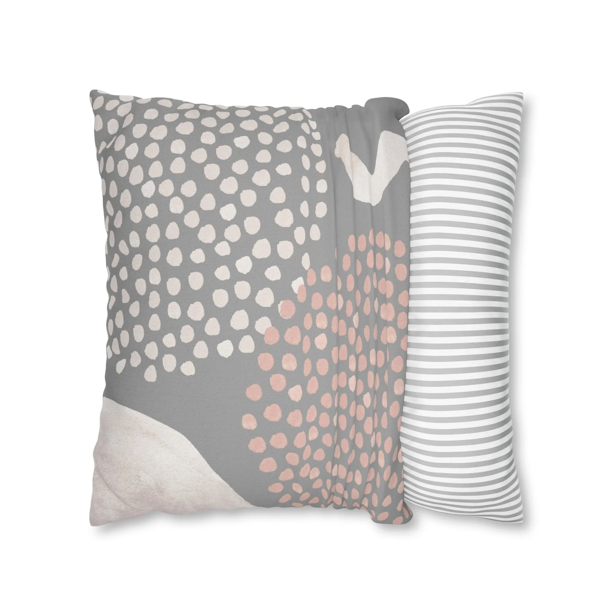 Abstract Boho Pillow Cover | Gray Blush Pink, Ivory