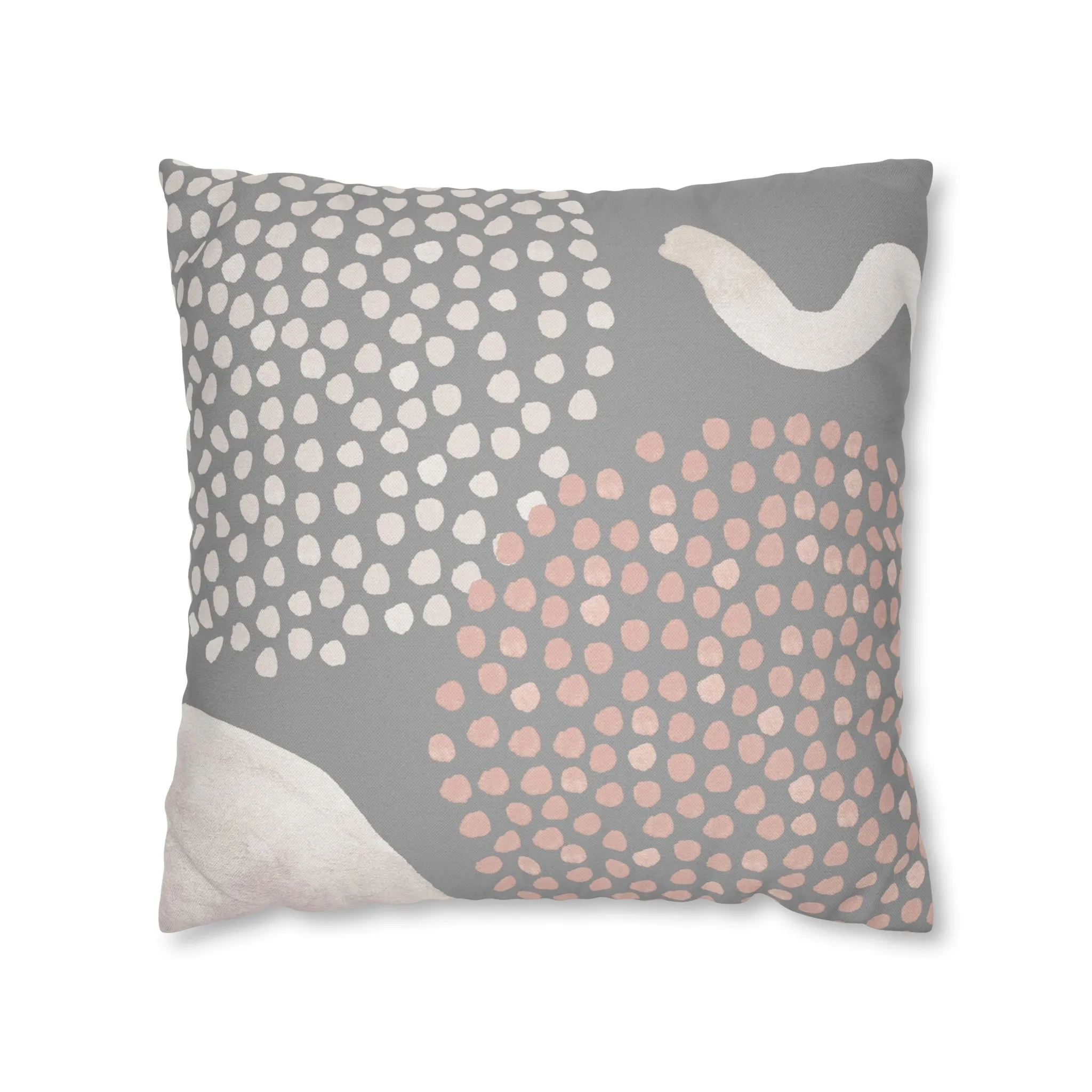 Abstract Boho Pillow Cover | Gray Blush Pink, Ivory