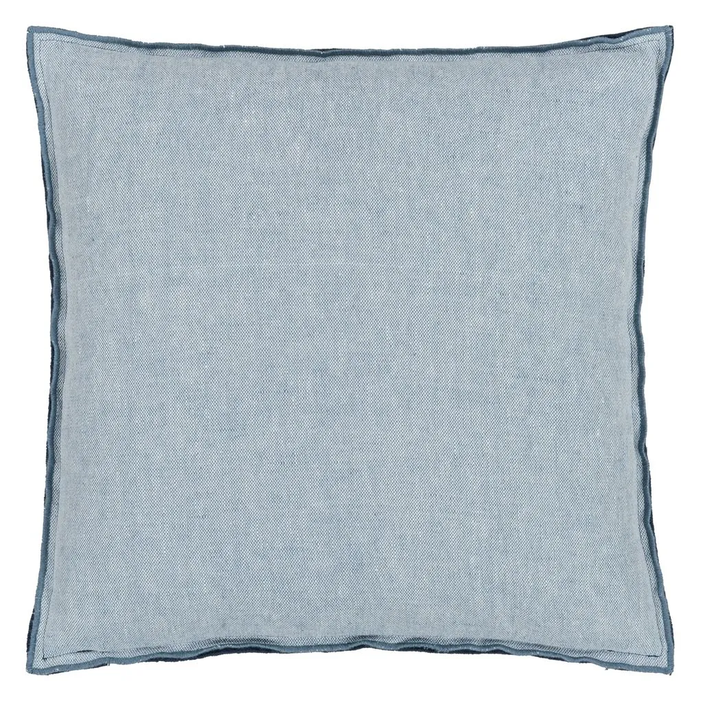 Brera Lino Midnight & Chambray Linen Throw Pillow by Designers Guild