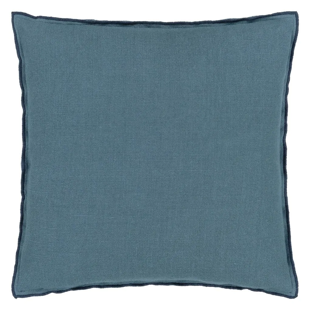 Brera Lino Midnight & Chambray Linen Throw Pillow by Designers Guild