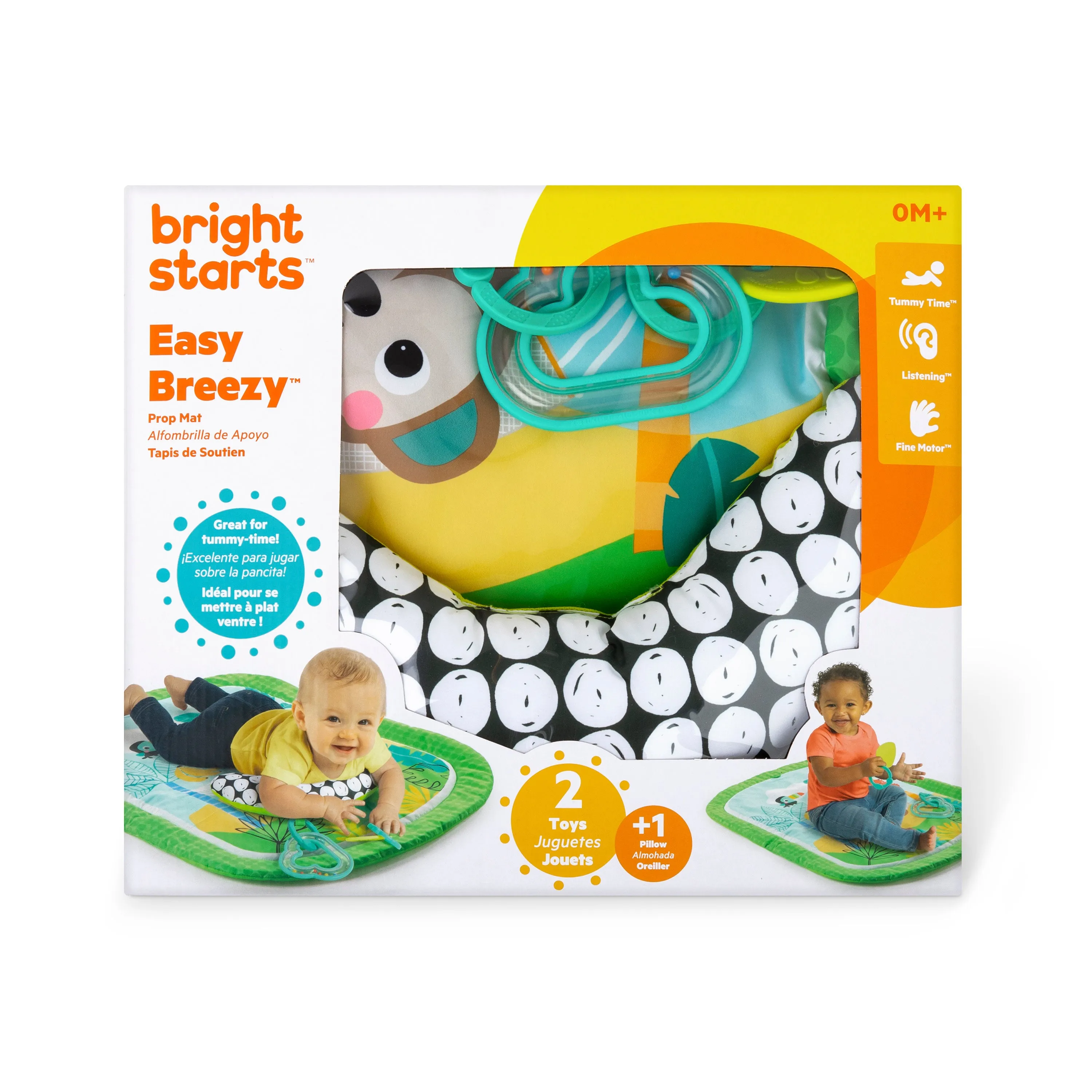 Bright Starts Easy Breezy Baby Tummy Time Activity Mat with 2 Take Along Toys