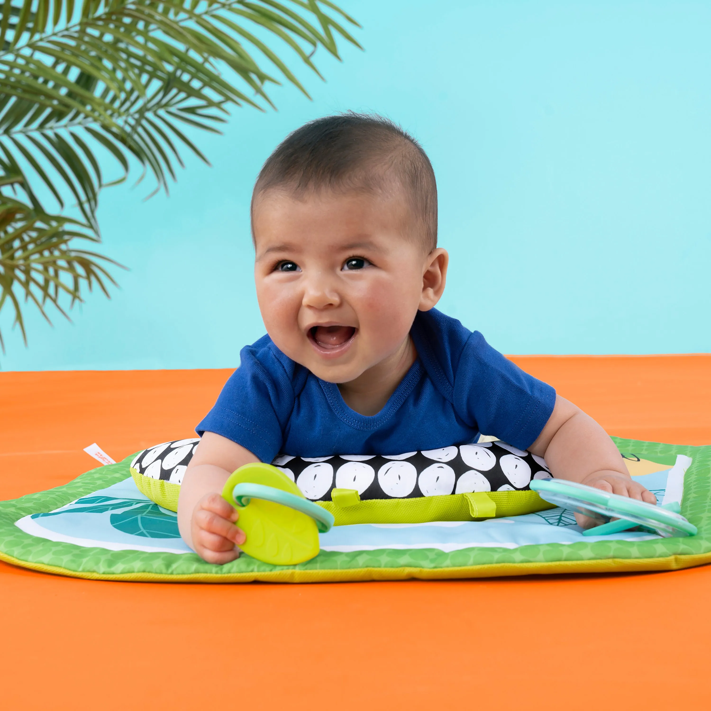 Bright Starts Easy Breezy Baby Tummy Time Activity Mat with 2 Take Along Toys