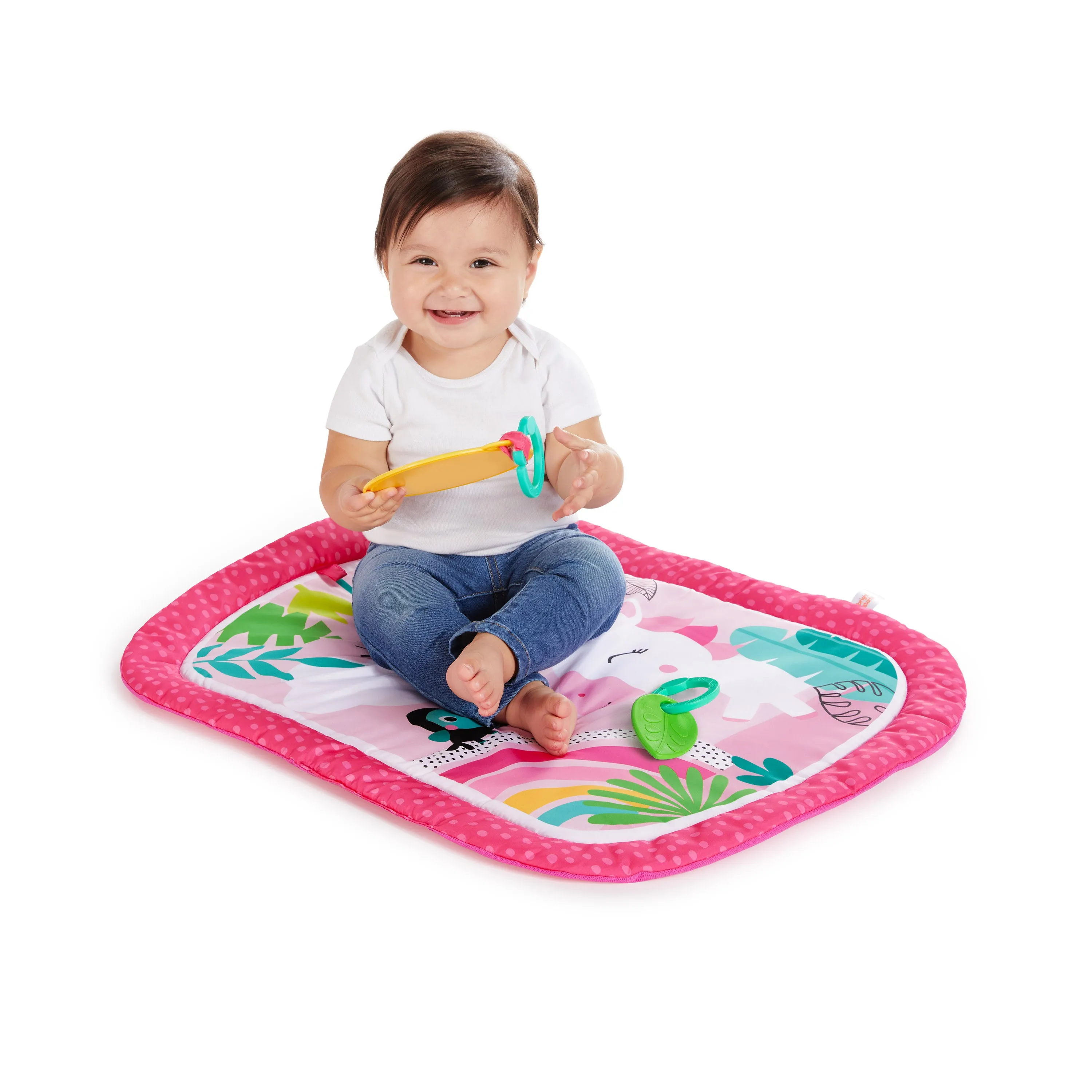 Bright Starts Rainbow Tropics Prop & Play Tummy Time Baby Activity Mat