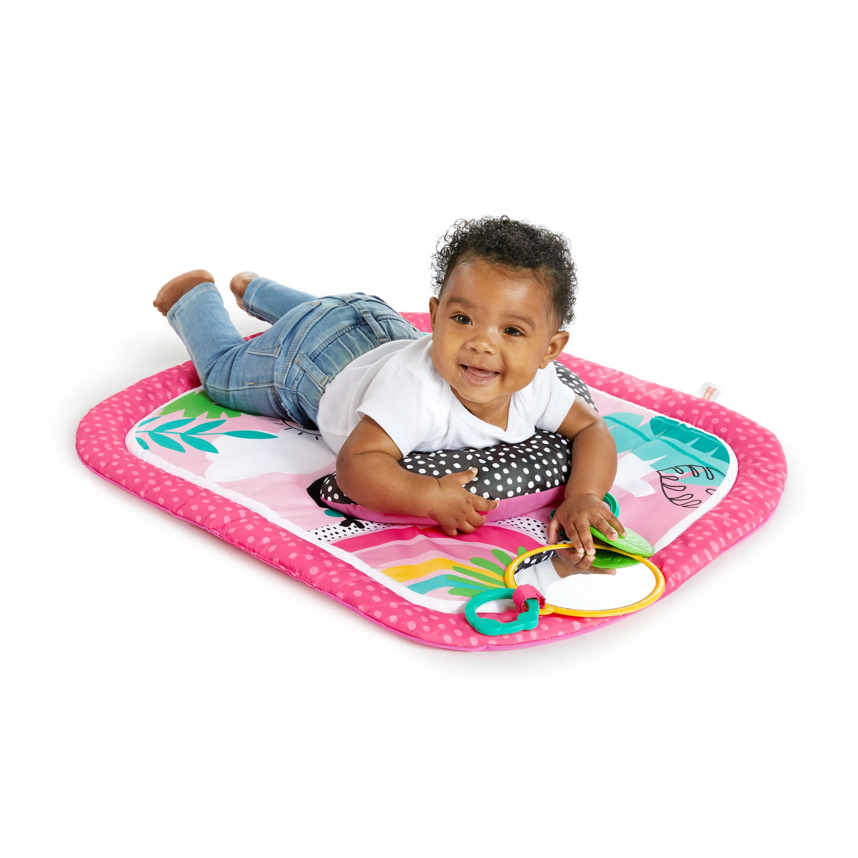 Bright Starts Rainbow Tropics Prop & Play Tummy Time Baby Activity Mat