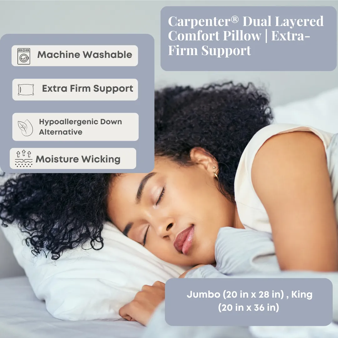 Carpenter Co. Dual Layered Comfort Pillow | Extra-Firm Support