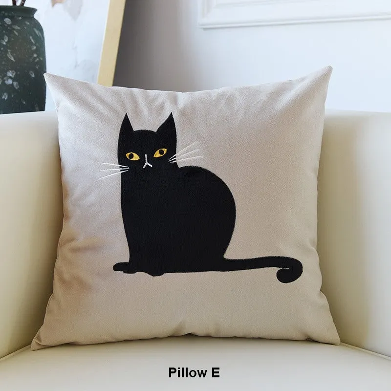 Cat Decorative Throw Pillows for Couch, Modern Sofa Decorative Pillows, Lovely Cat Pillow Covers for Kid's Room, Modern Decorative Throw Pillows