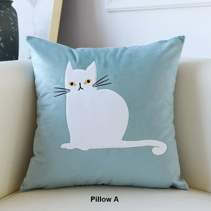 Cat Decorative Throw Pillows for Couch, Modern Sofa Decorative Pillows, Lovely Cat Pillow Covers for Kid's Room, Modern Decorative Throw Pillows