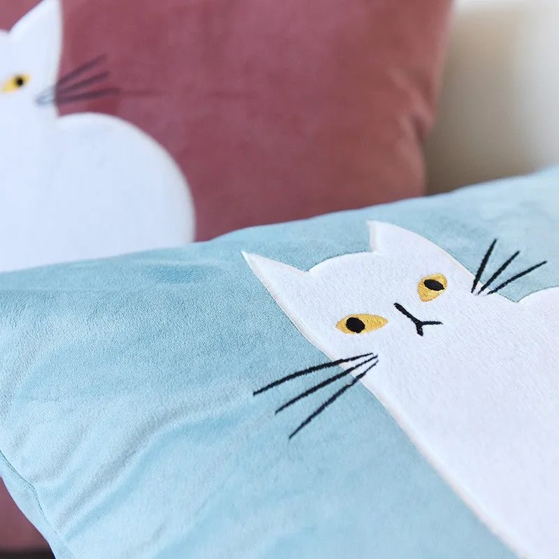 Cat Decorative Throw Pillows for Couch, Modern Sofa Decorative Pillows, Lovely Cat Pillow Covers for Kid's Room, Modern Decorative Throw Pillows