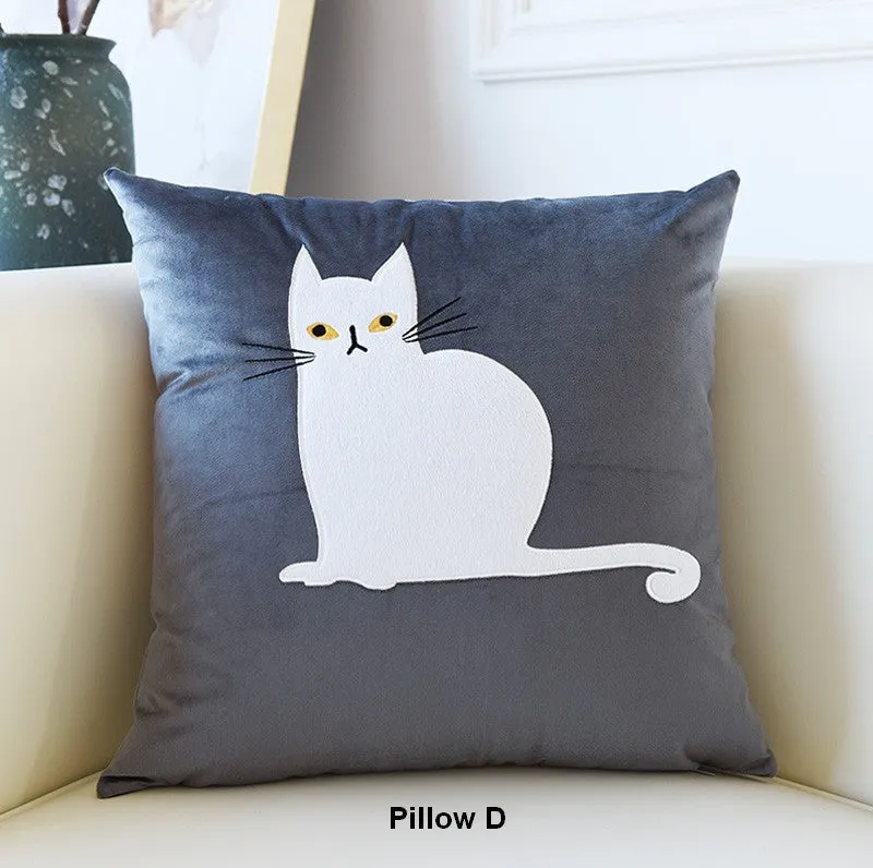 Cat Decorative Throw Pillows for Couch, Modern Sofa Decorative Pillows, Lovely Cat Pillow Covers for Kid's Room, Modern Decorative Throw Pillows