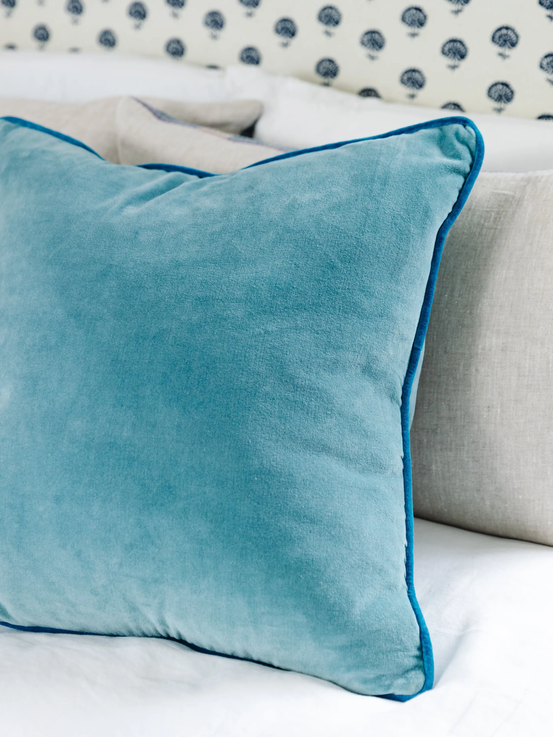 Charliss Velvet Pillow - Aqua   Peacock