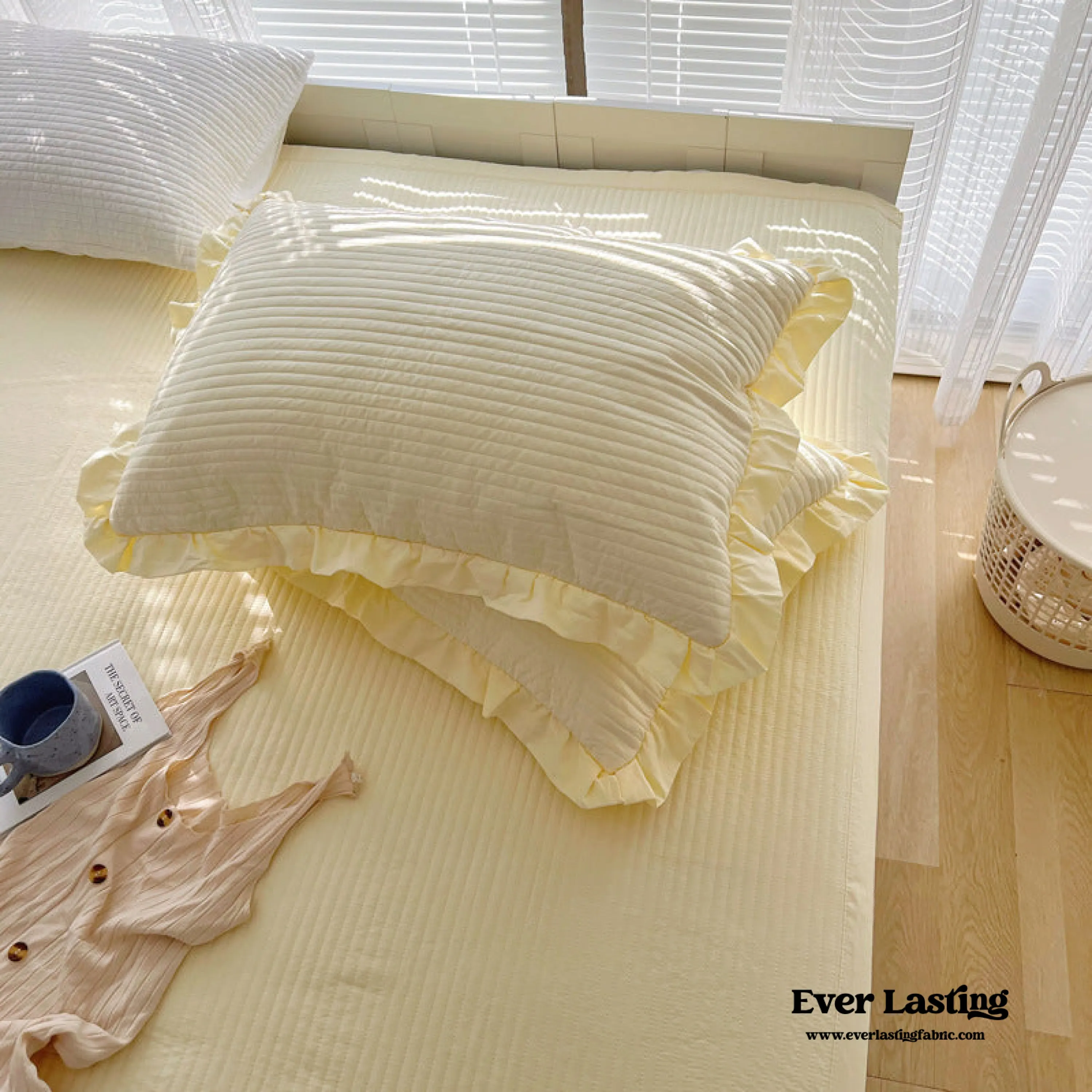 Chiffon Quilted Ruffle Pillowcases (10 Colors)