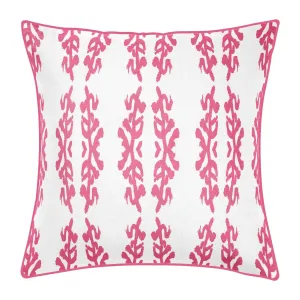 Coral Gardens Embroidered 22x22 Pillow, Hot Pink