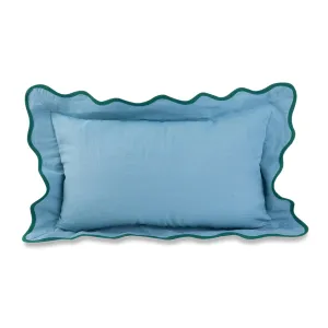 Darcy Linen Lumbar Pillow - Aqua   Green