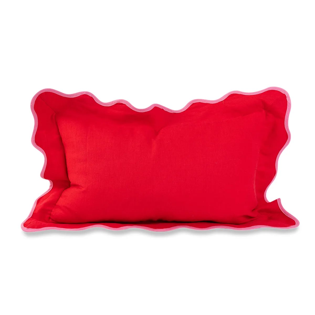 Darcy Linen Lumbar Pillow - Cherry   Light Pink