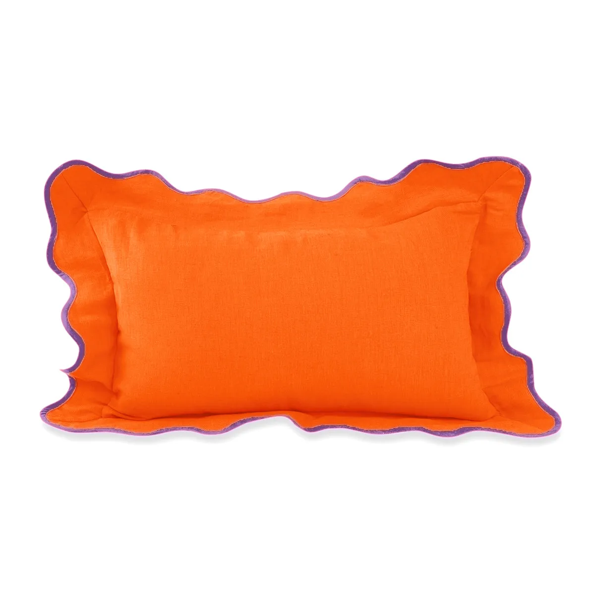 Darcy Linen Lumbar Pillow - Orange   Lilac