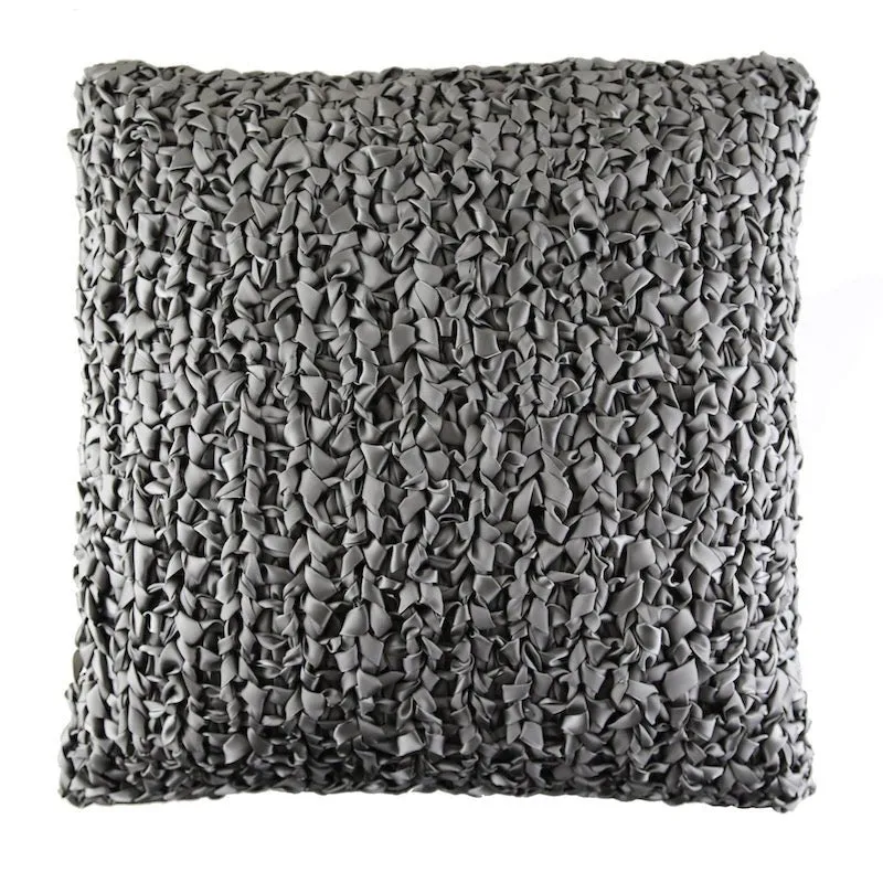 Dark Grey Ribbon Knit Pillows by Ann Gish