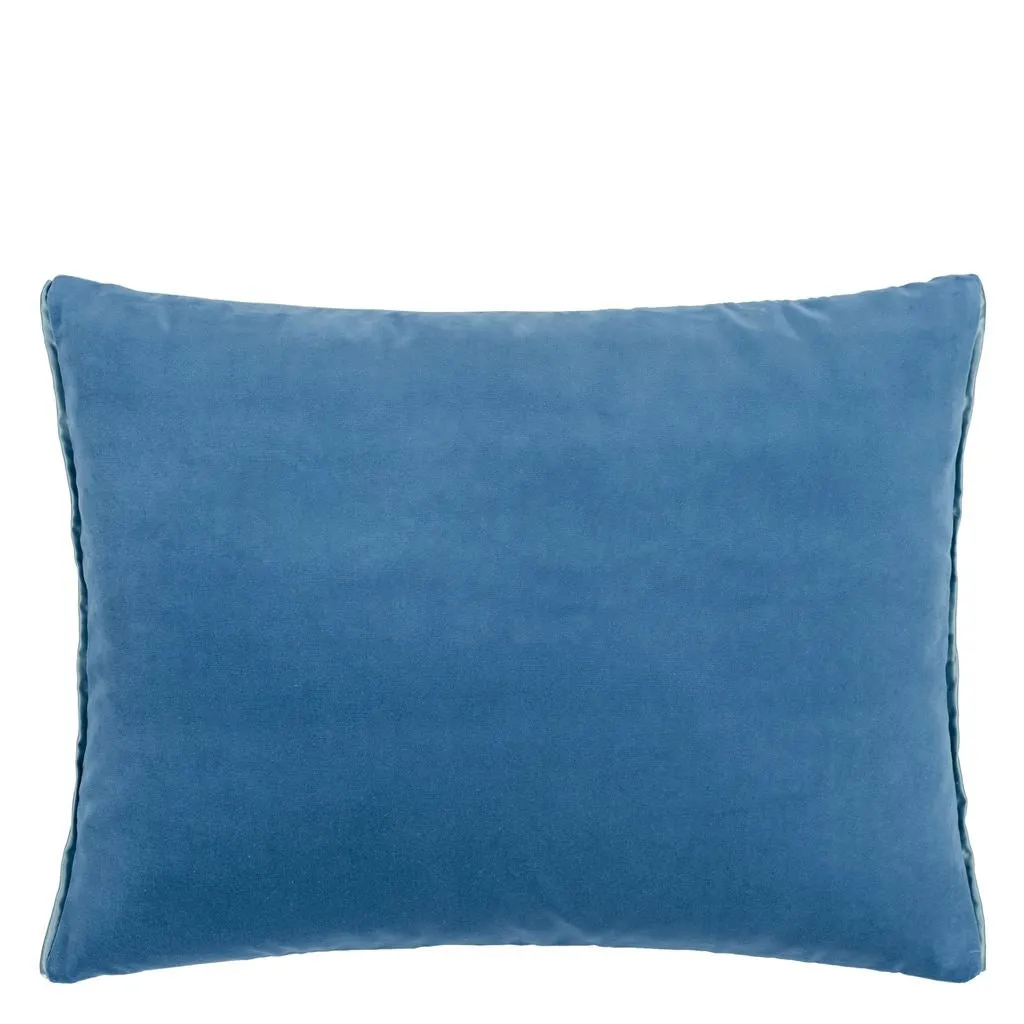 Designers Guild Cassia Denim & Zinc Velvet Decorative Pillow