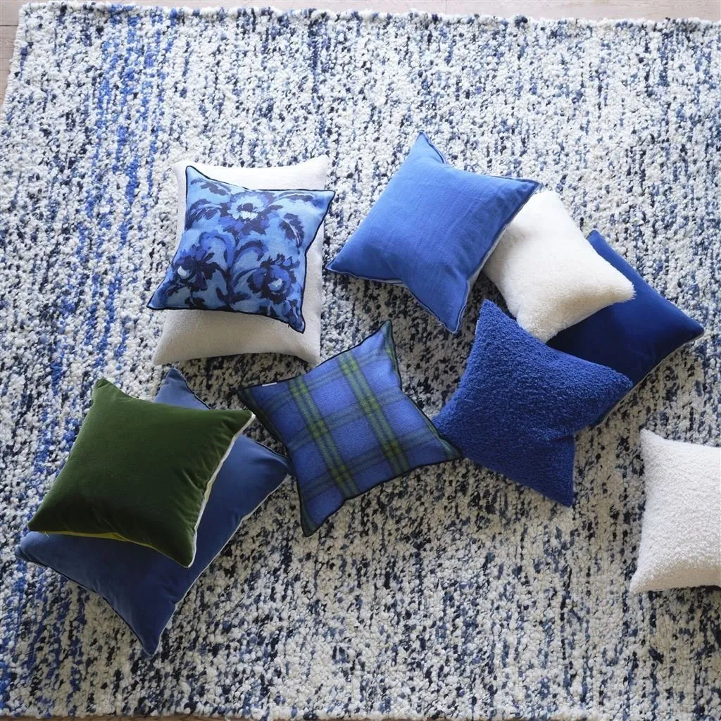 Designers Guild Cassia Denim & Zinc Velvet Decorative Pillow