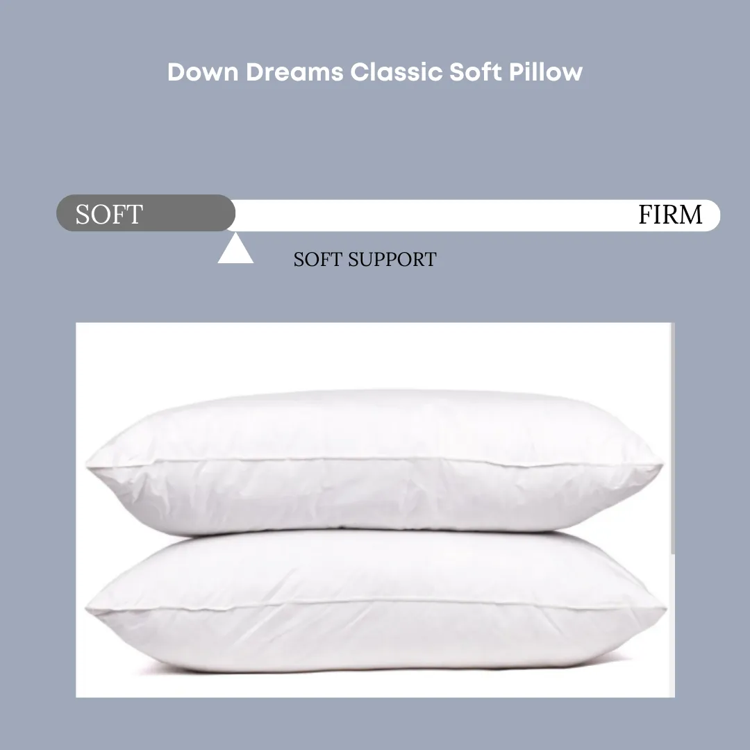 Down Dreams Classic Soft Pillow, Featured at Many Hotels