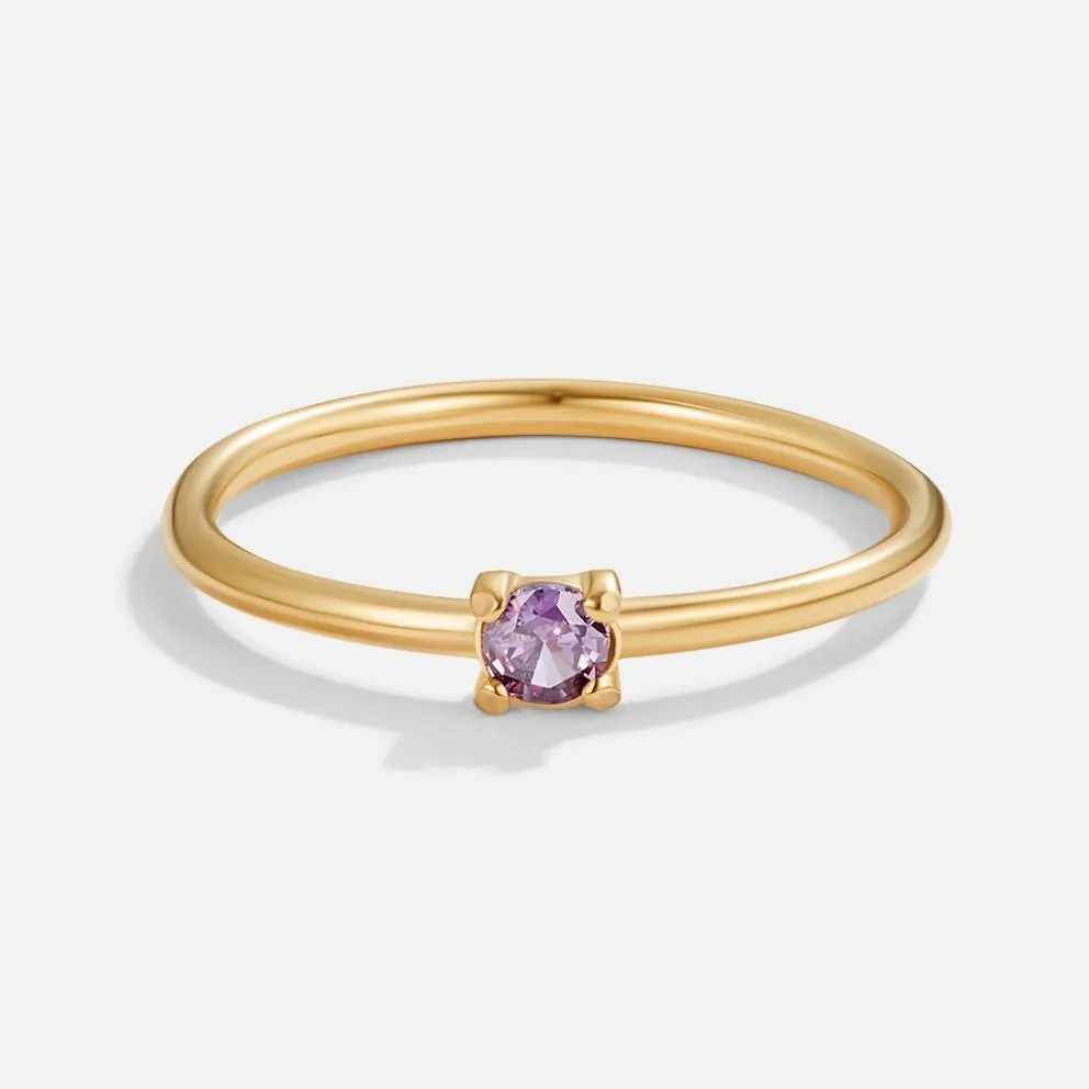 February Birthstone 18K Gold Ring