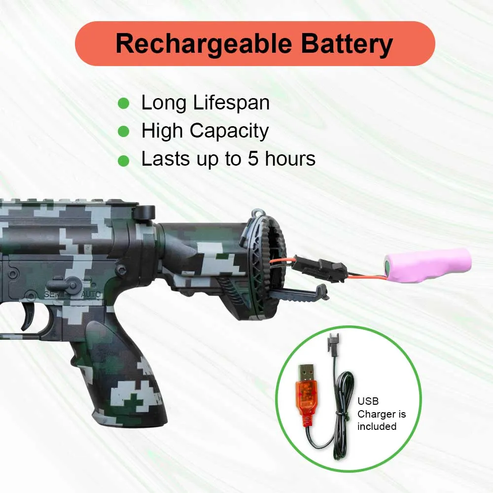 Gel Ball Blaster M416, 10,000 Gel Balls, Rechargeable Battery, Goggles Included