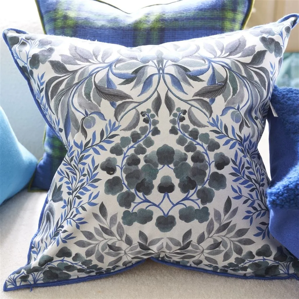 Ikebana Damask Slate Blue Decorative Pillow by Designers Guild