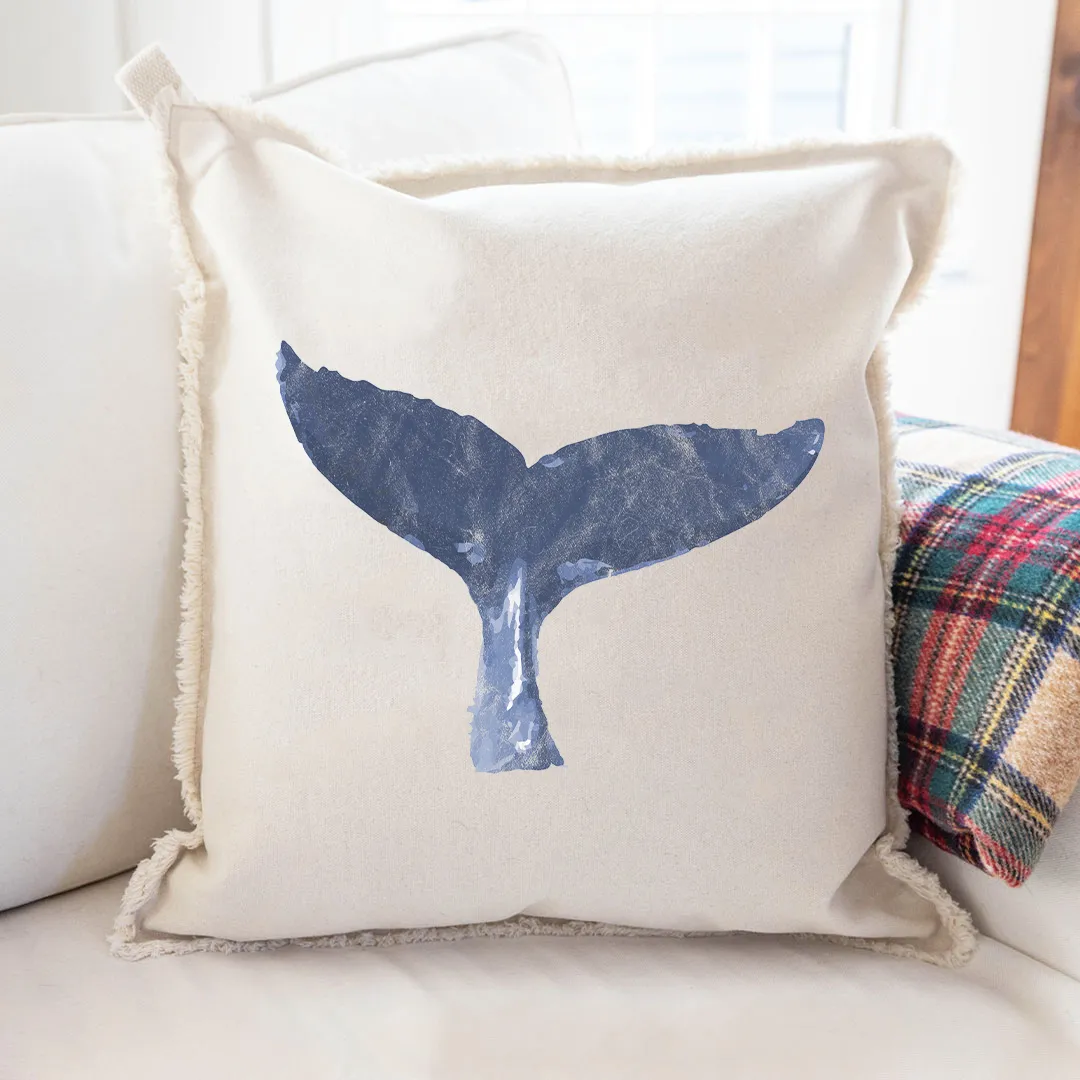 Indigo Whale Tail Square Pillow