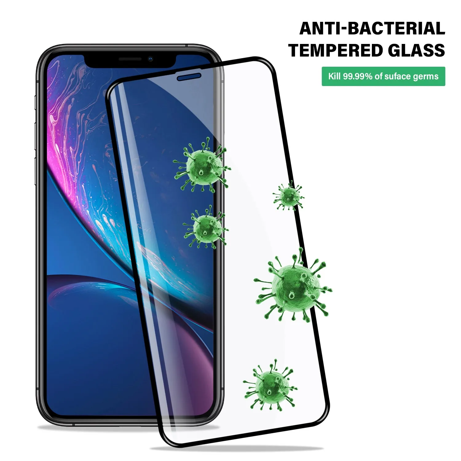 iPhone XR Tempered Glass Screen Protector Tough on Antibacterial