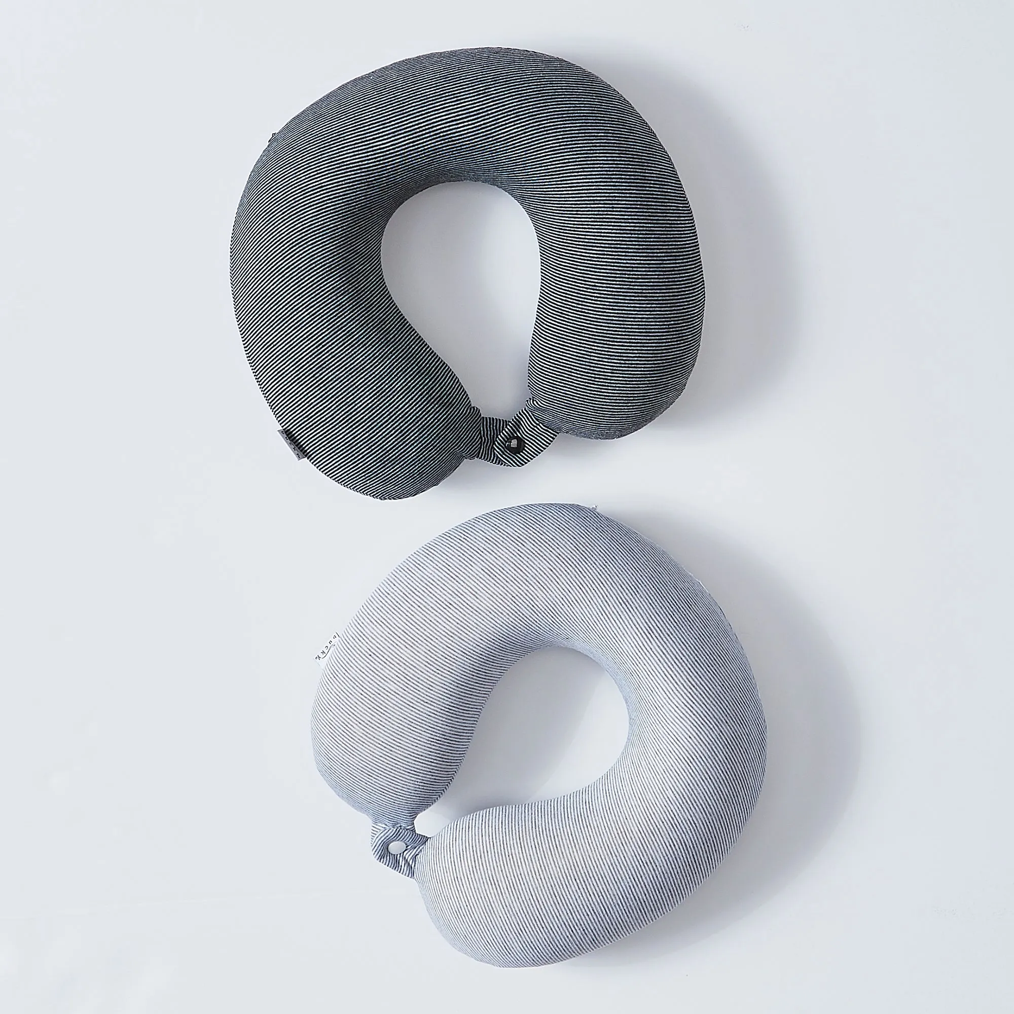 Jersey Stripe - Memory Foam Neck Pillow - Gray Stripe