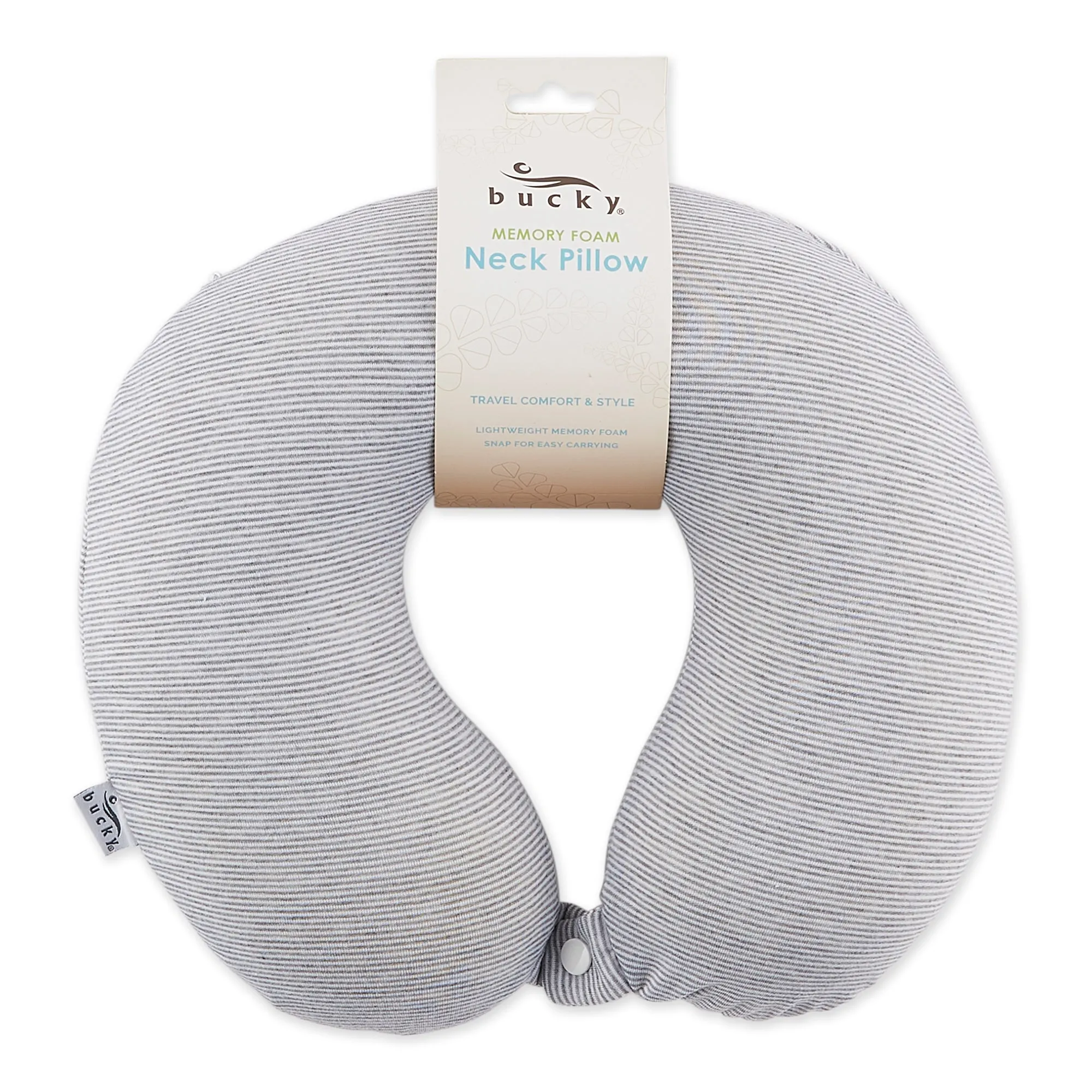 Jersey Stripe - Memory Foam Neck Pillow - Gray Stripe