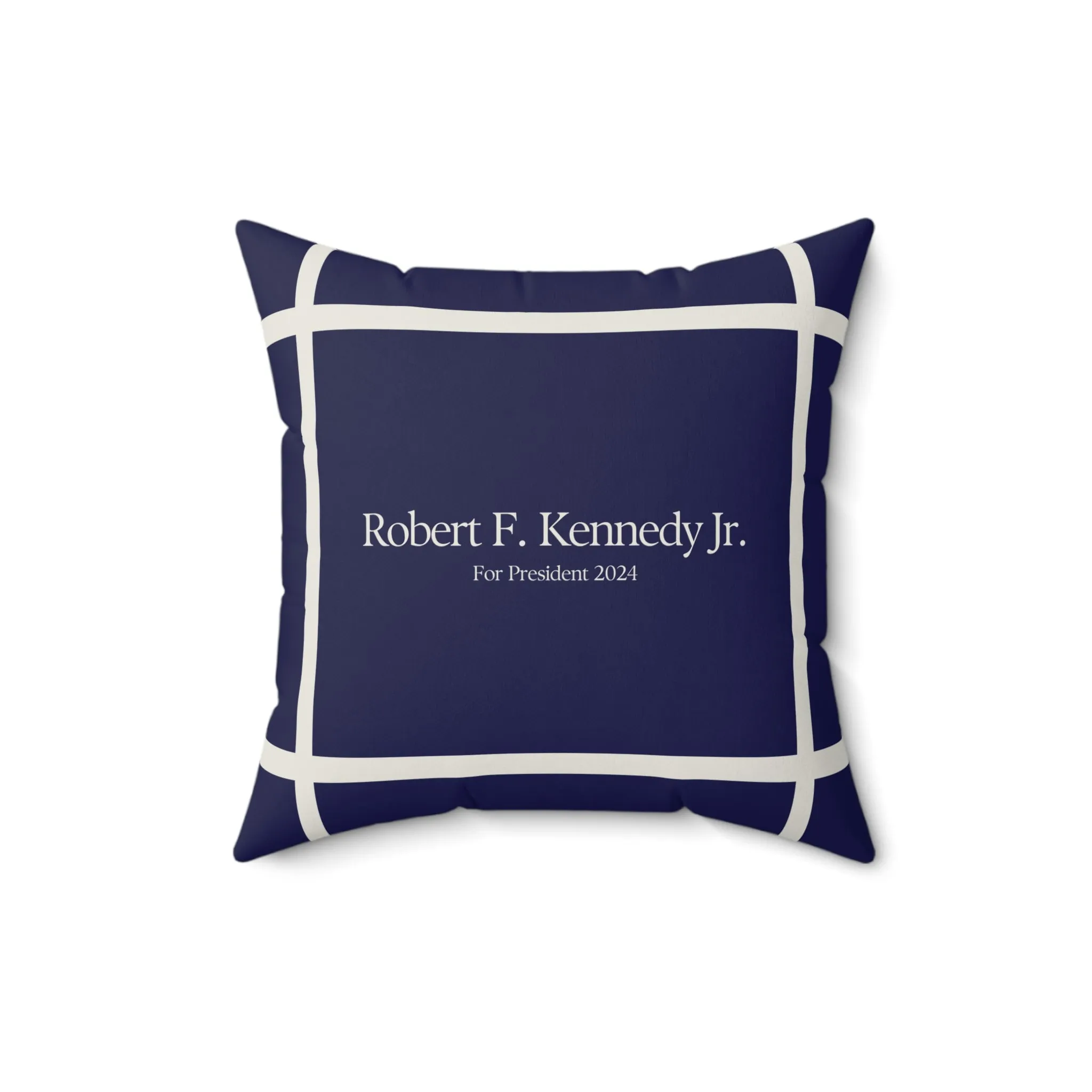 Kennedy for President Bordered Navy Square Pillow