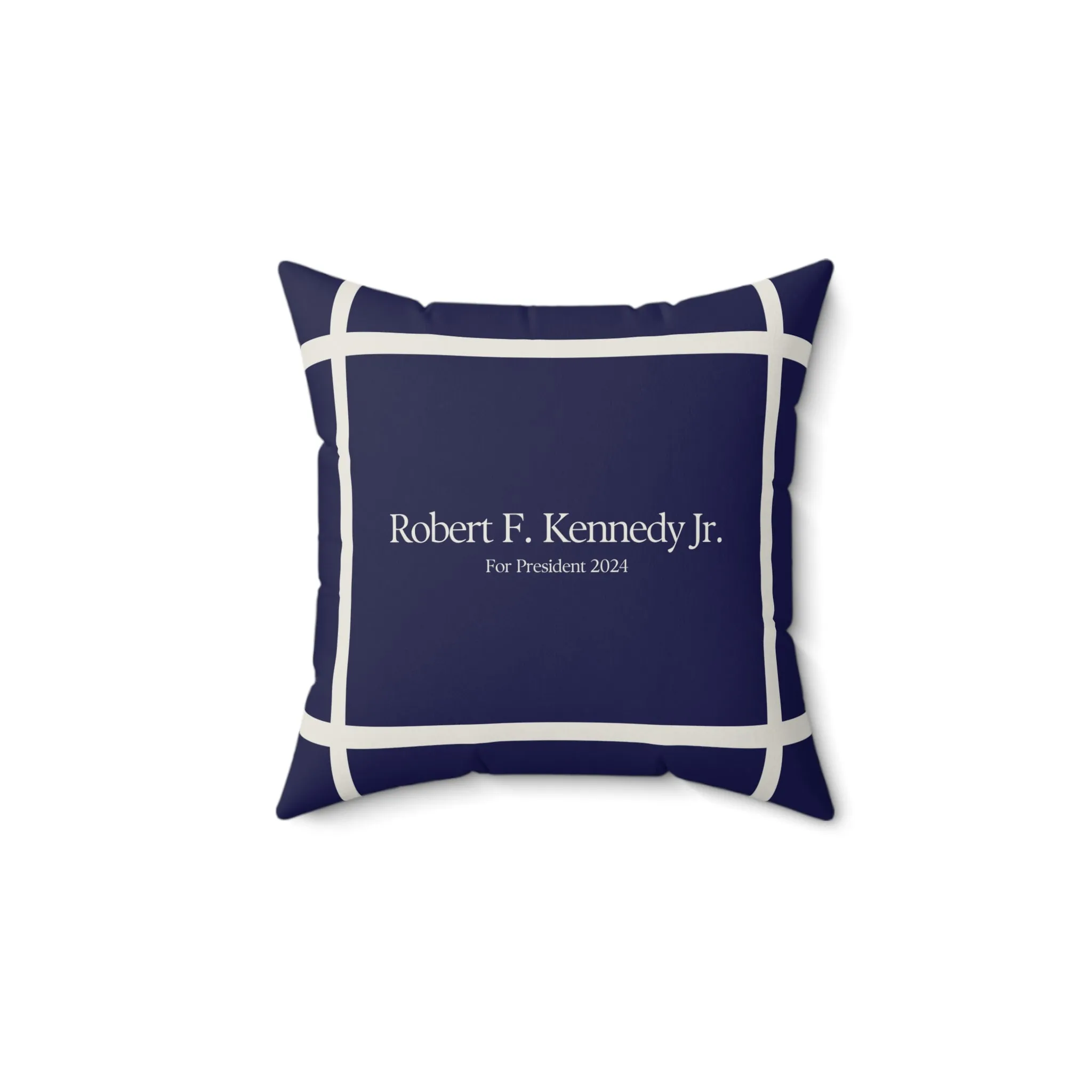 Kennedy for President Bordered Navy Square Pillow