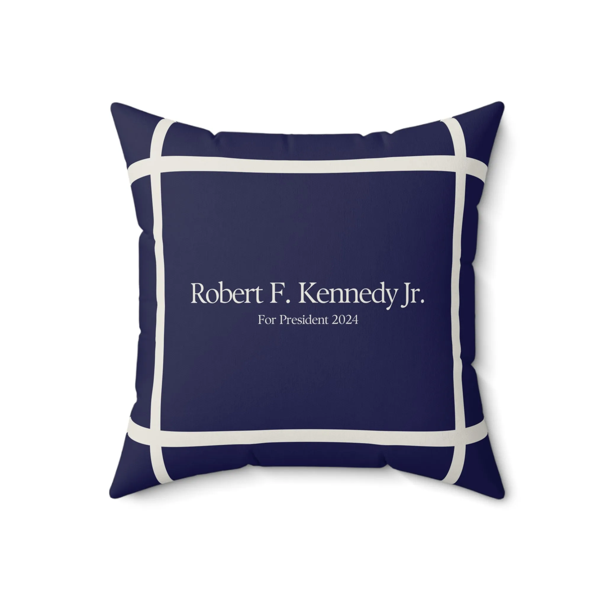 Kennedy for President Bordered Navy Square Pillow