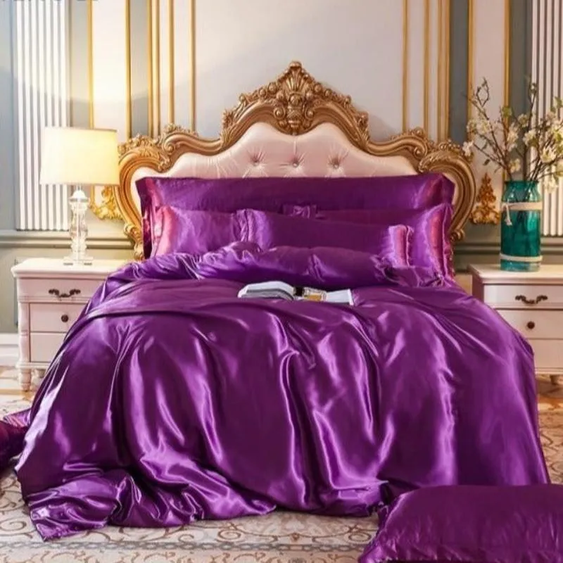 Luxury Satin Silk Duvet Cover 4 Pieces Set