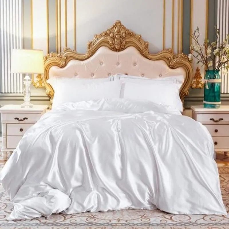 Luxury Satin Silk Duvet Cover 4 Pieces Set