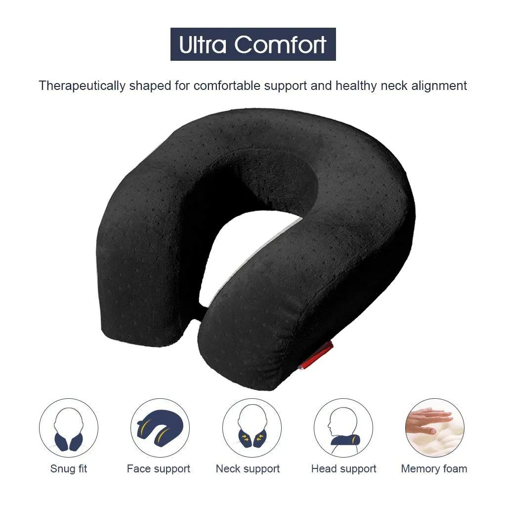 Memory Foam Large U Shaped Travel Neck and Head Support Pillow