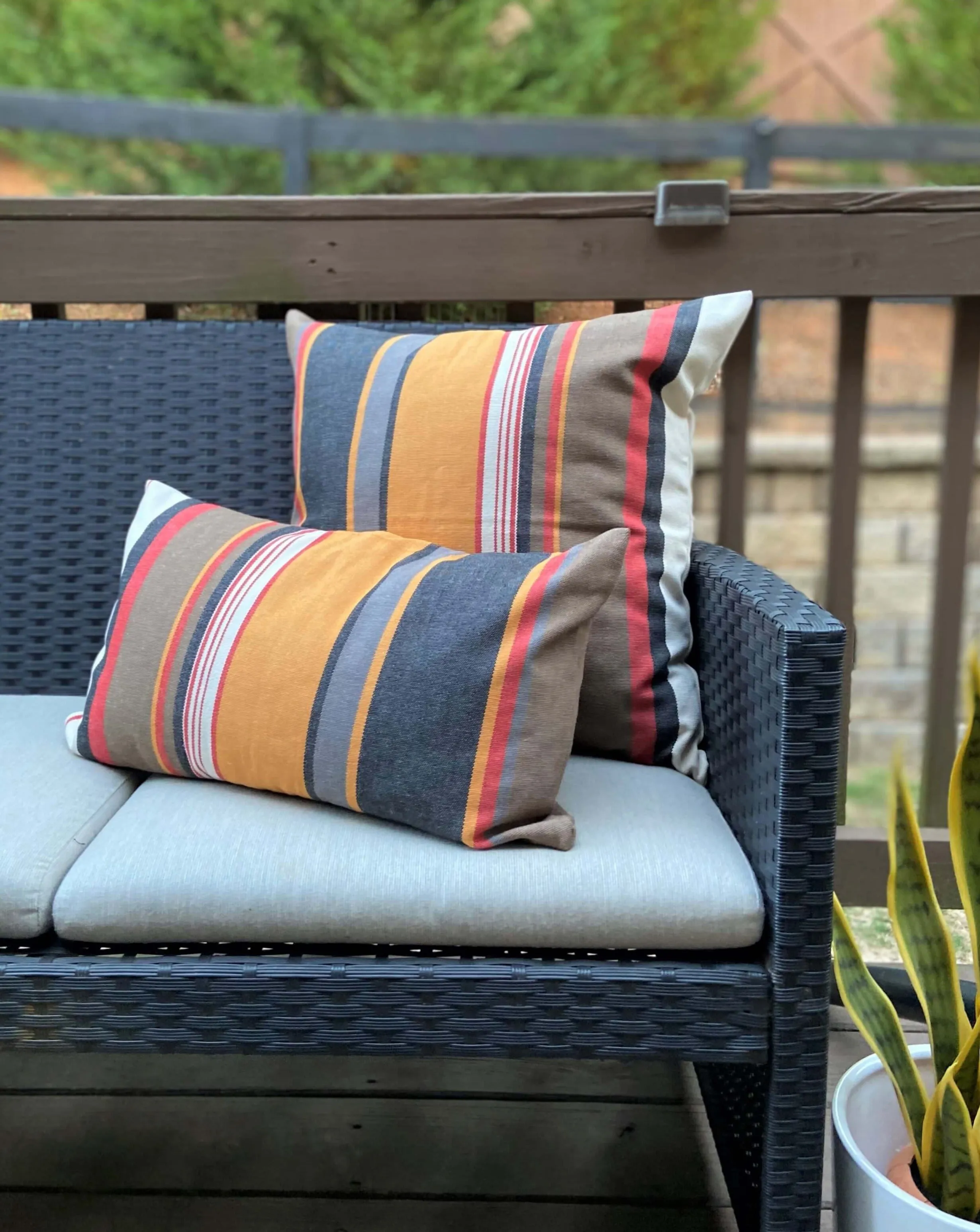 Orange Black Red Striped Throw Pillow | MARIGOLD