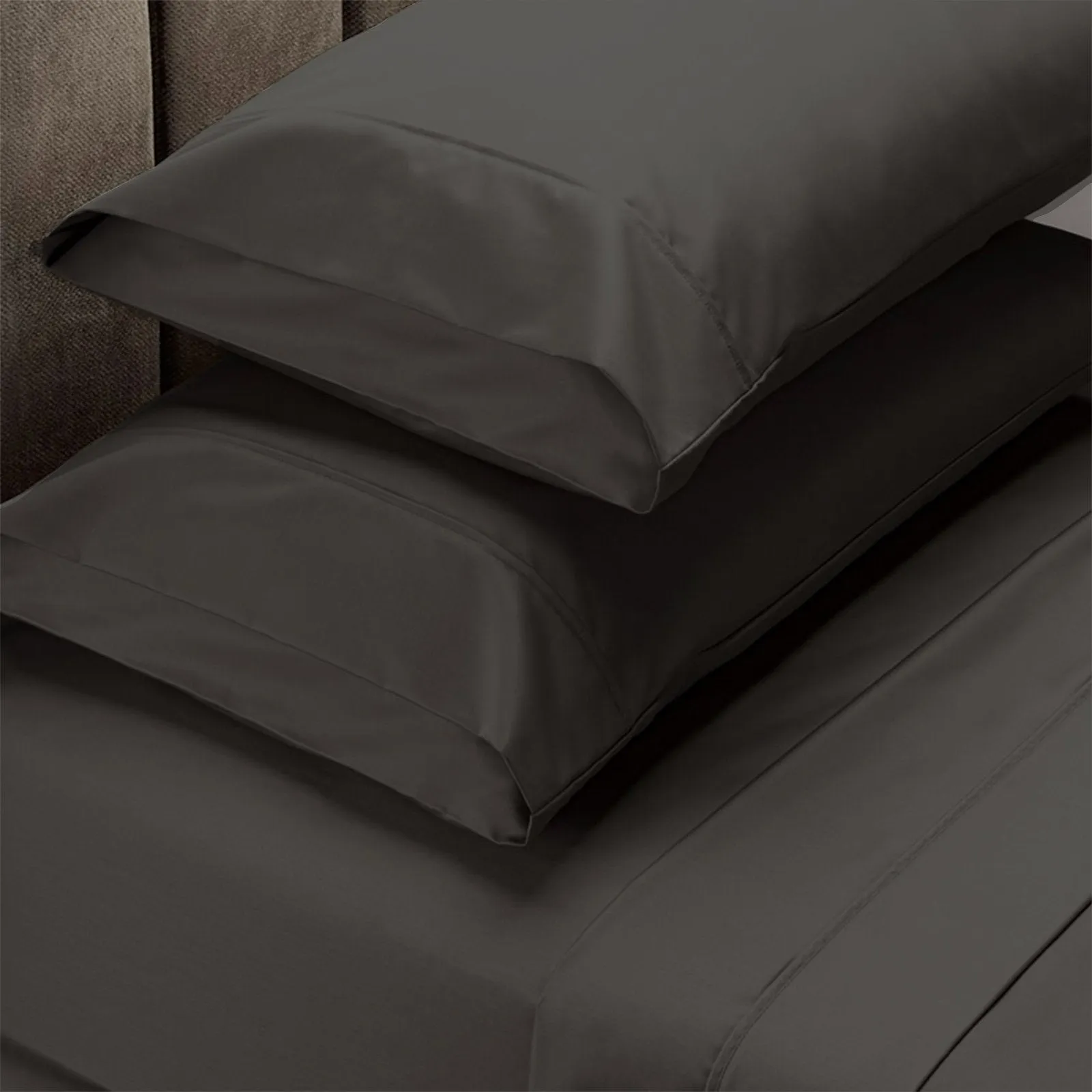 Royal Comfort 4 Piece 1500TC Sheet Set And Goose Feather Down Pillows 2 Pack Set Double Dusk Grey