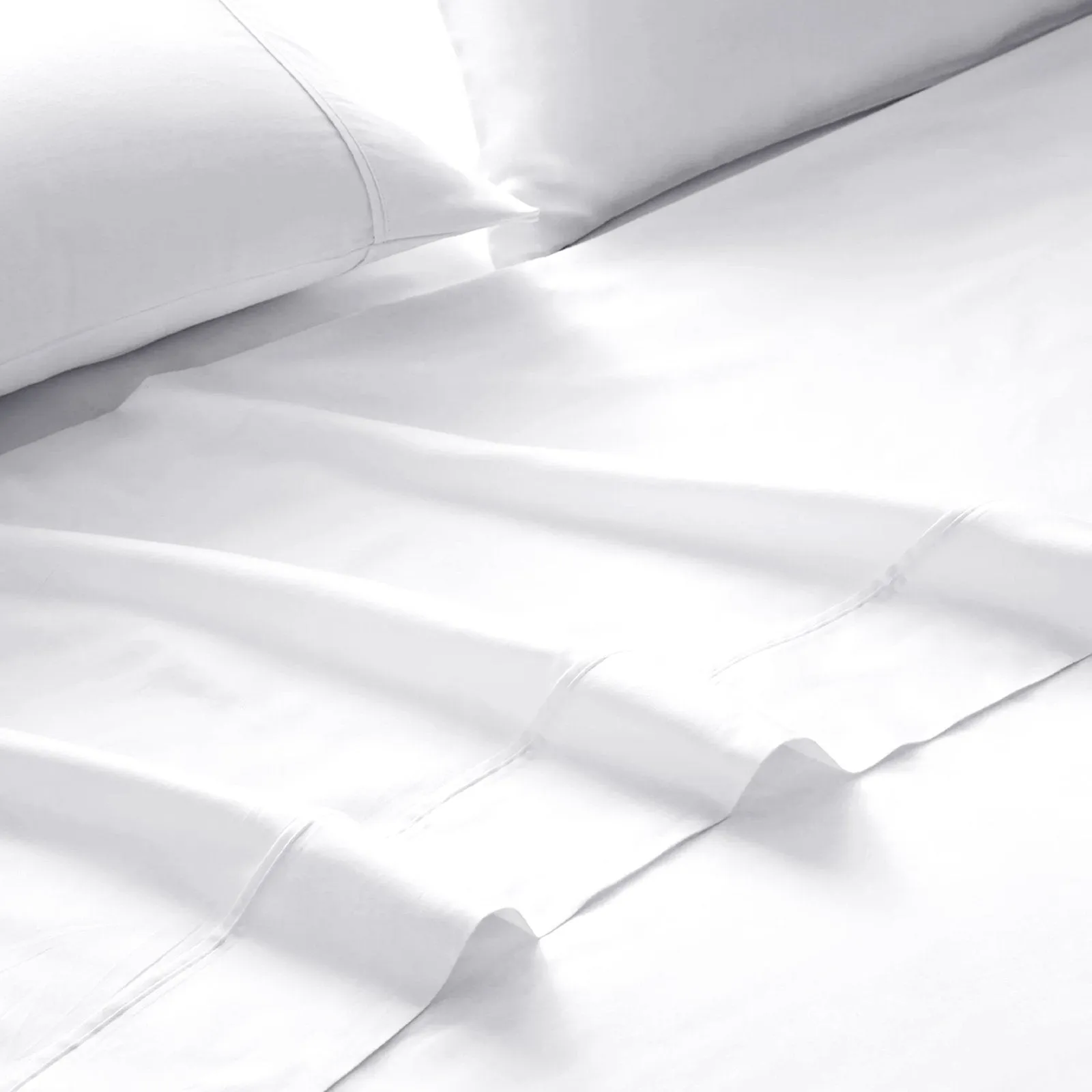 Royal Comfort 4 Piece 1500TC Sheet Set And Goose Feather Down Pillows 2 Pack Set Queen White