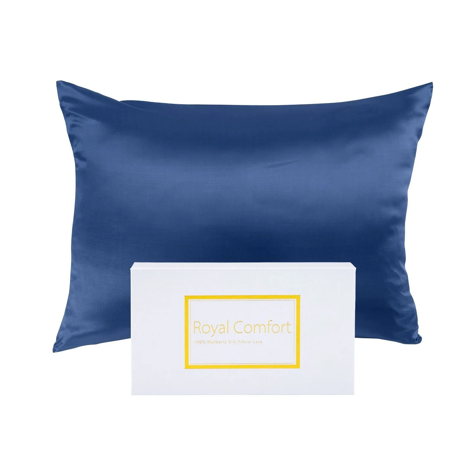 Royal Comfort Mulberry Soft Silk Hypoallergenic Pillowcase Twin Pack 51 x 76cm 51 x 76 cm Navy