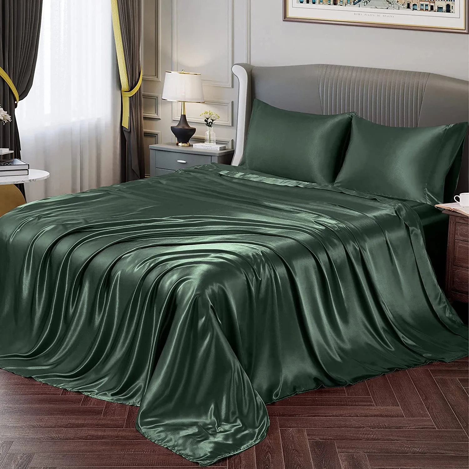 Satin Silky Soft 4 pcs Bed Sheets Set