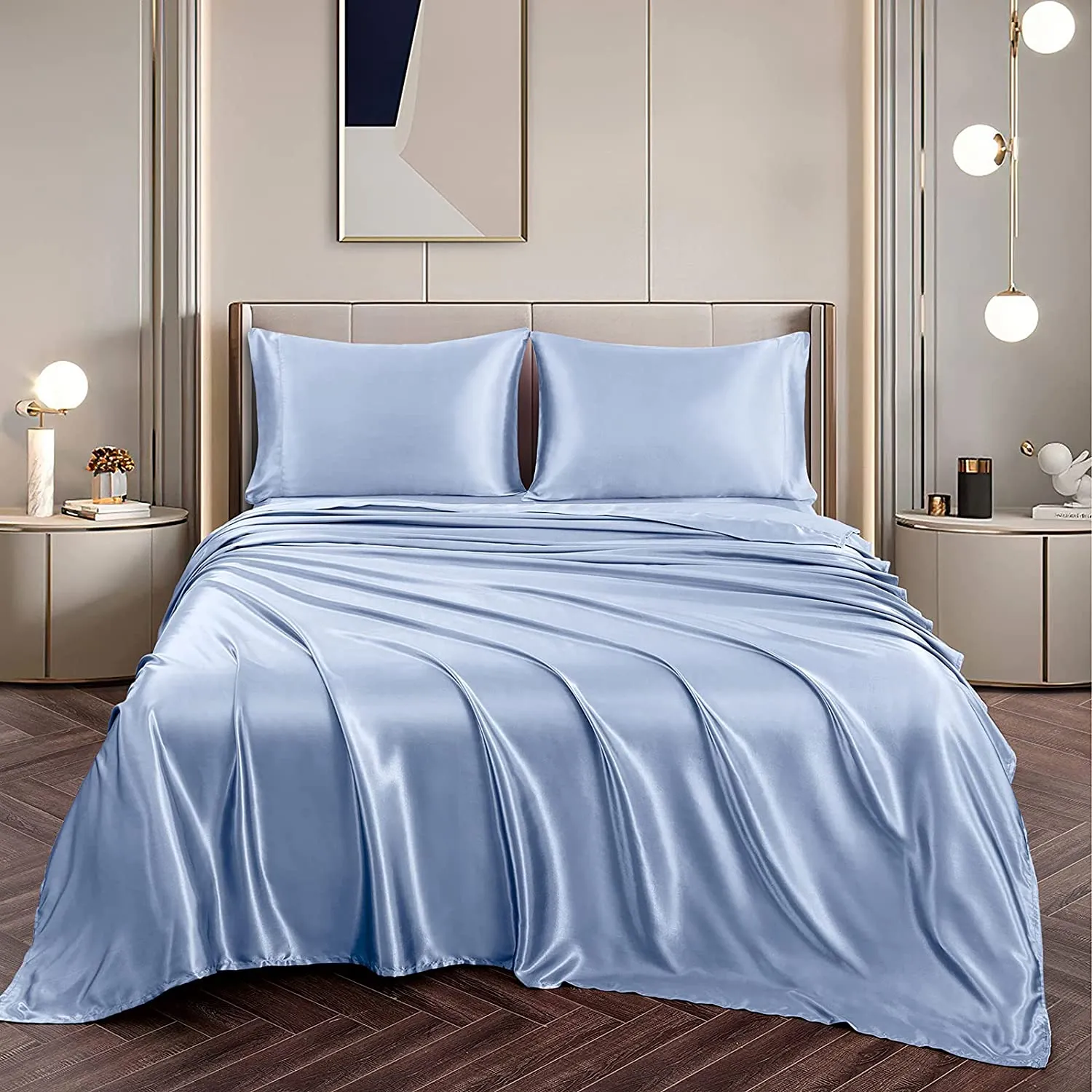 Satin Silky Soft 4 pcs Bed Sheets Set